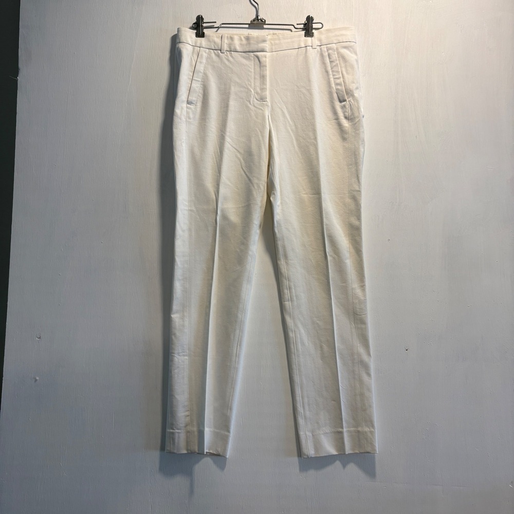 J.Crewβ Womens White Slim Fit Cotton Viscose Stretch Trousers Pants Size 8